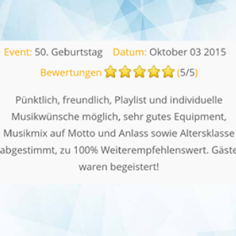Bewertung zum 50 Geburtstag aus 2015