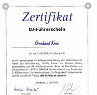 Zertifikat über den DJ Führerschein von DJ Berny