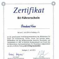 Zertifikat über den DJ Führerschein von DJ Berny